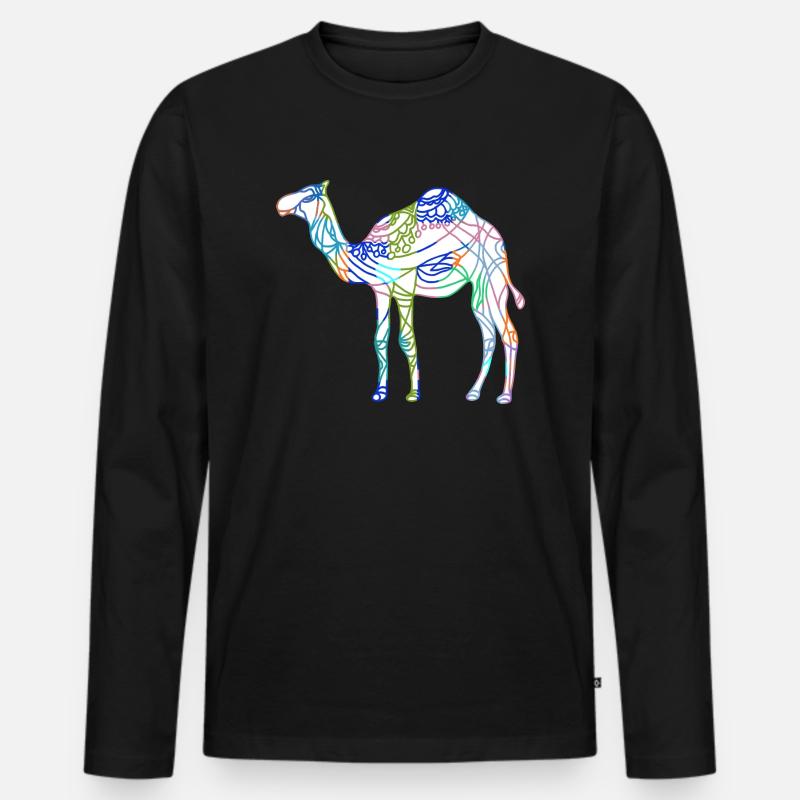 Kamel - Männer Premium Bio Langarmshirt - Schwarz