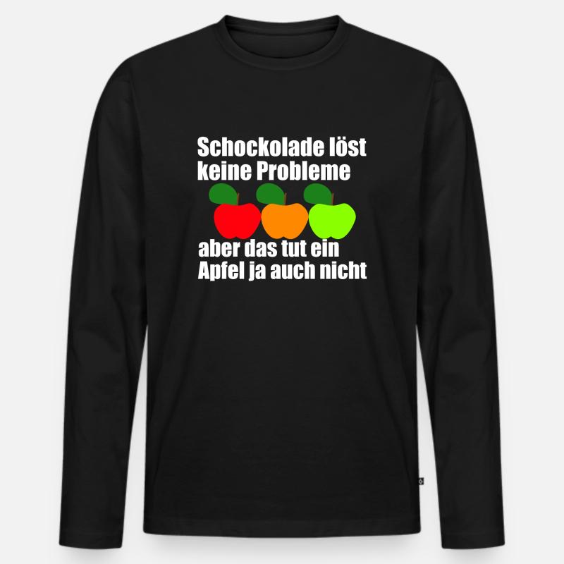 Schockolade löst keine Probleme - Männer Premium Bio Langarmshirt - Schwarz