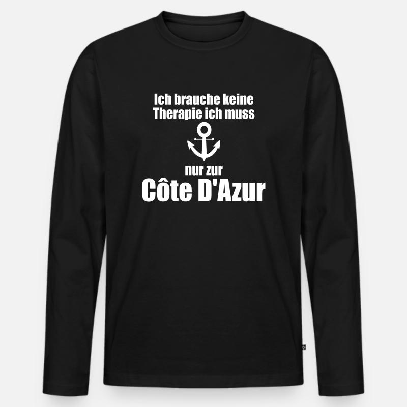 Côte D Azur - Männer Premium Bio Langarmshirt - Schwarz