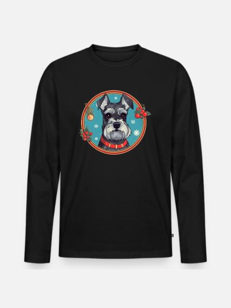 Zwergschnauzerhund Weihnachten, Liebeshunde - Männer Premium Bio Langarmshirt - Schwarz