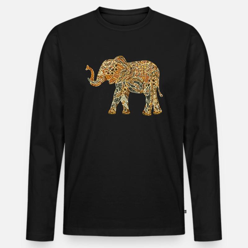 Elefant - Männer Premium Bio Langarmshirt - Schwarz