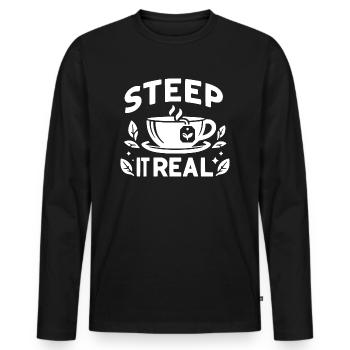 Imprégnez-le vraiment - T-shirt manches longues Premium bio Homme - noir - Devant - Nico (187cm)