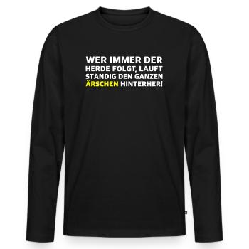 Mitläufer | - Männer Premium Bio Langarmshirt - Schwarz - Vorne - Nico (187cm)