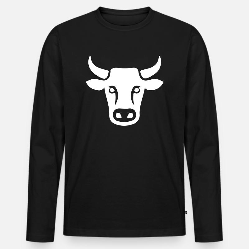 Kuh Rind Kopf - Männer Premium Bio Langarmshirt - Schwarz