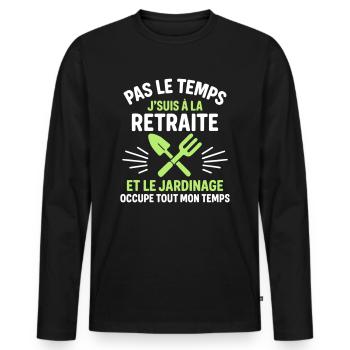 Retraite & jardinage cadeau départ à la retraite - T-shirt manches longues Premium bio Homme - noir - Devant - Nico (187cm)