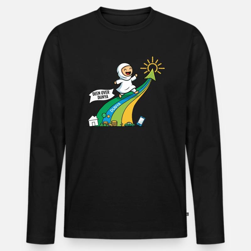 Deen über Dunya 2 - Männer Premium Bio Langarmshirt - Schwarz