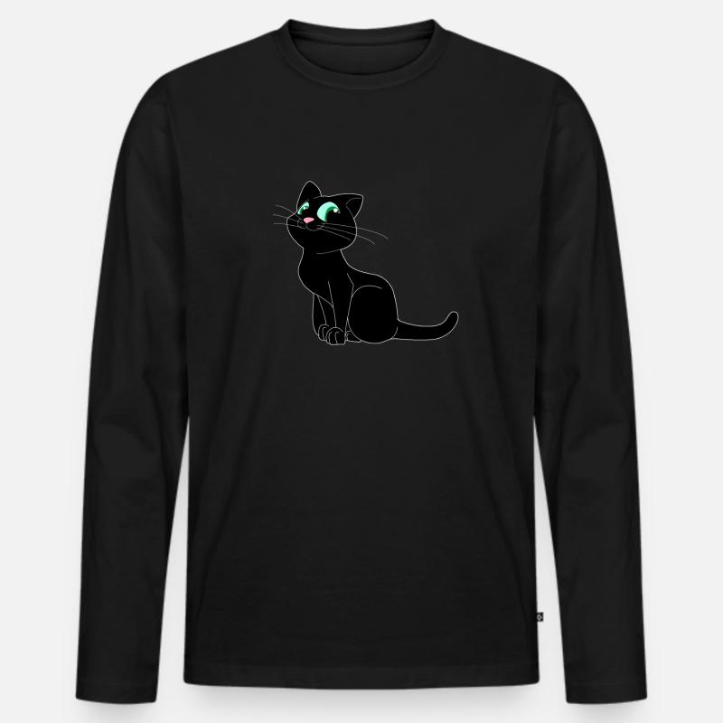 Katze - Männer Premium Bio Langarmshirt - Schwarz