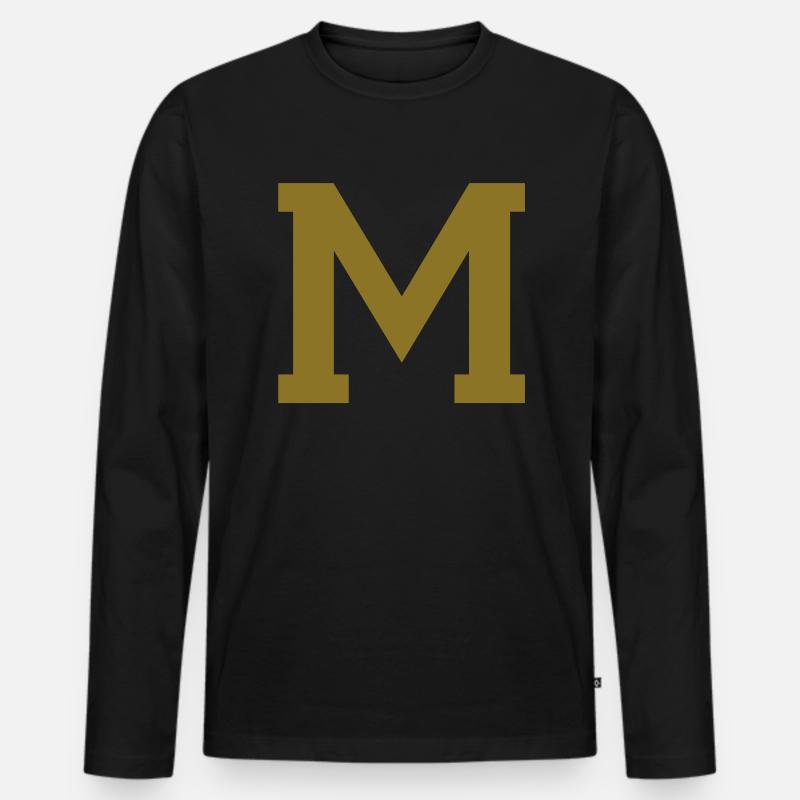 m - buchstabe - Männer Premium Bio Langarmshirt - Schwarz