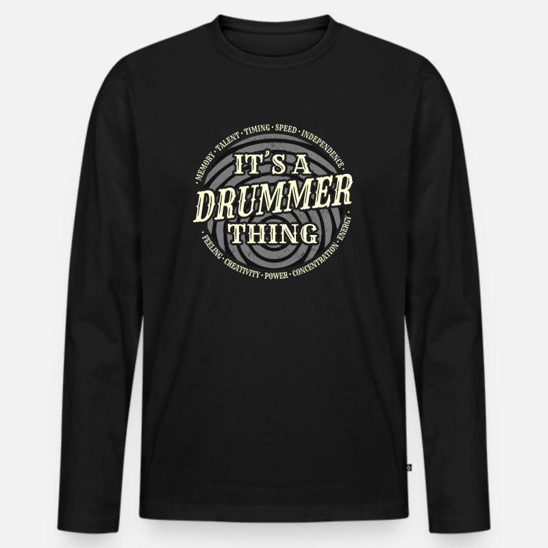 Drummer - Drummer Thing - Männer Premium Bio Langarmshirt - Schwarz