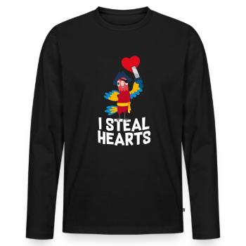 Drôle de Saint Valentin Couple De Pirates Cadeau - T-shirt manches longues Premium bio Homme - noir - Devant - Nico (187cm)