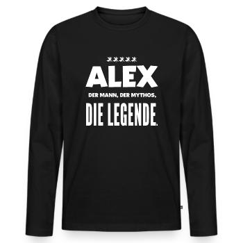 Alex Shirt, Alexander Birthday Idea Gift Fun - Men's Premium Organic Long Sleeve Shirt - black - Front - Nico (187cm)