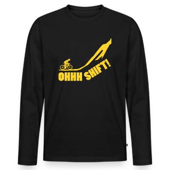 Road Bike Mountain Bike Oh Shift - Men's Premium Organic Long Sleeve Shirt - black - Front - Nico (187cm)