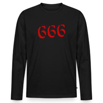 666 Satan - Men's Premium Organic Long Sleeve Shirt - black - Front - Nico (187cm)