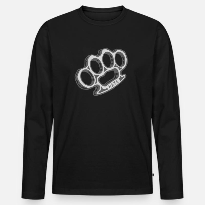 schlagring waffe hate hass - Männer Premium Bio Langarmshirt - Schwarz