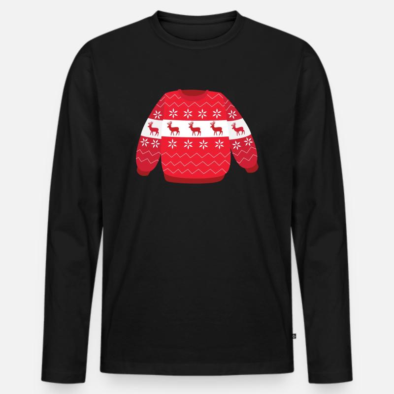 Weihnachts Pullover - Männer Premium Bio Langarmshirt - Schwarz