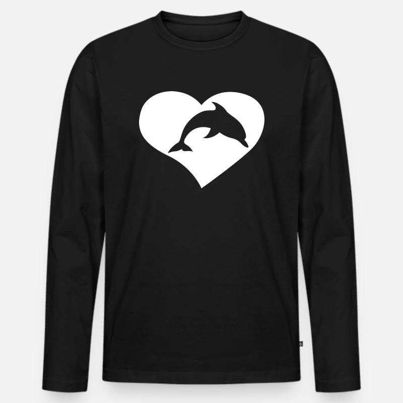 Love Dolphin - Männer Premium Bio Langarmshirt - Schwarz