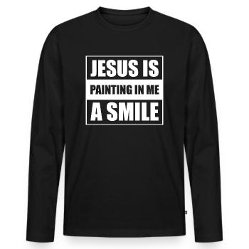Christliche Sprüche - Männer Premium Bio Langarmshirt - Schwarz - Vorne - Nico (187cm)