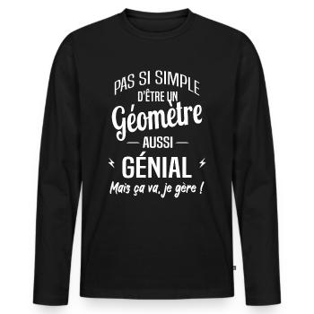 Géomètre - T-shirt manches longues Premium bio Homme - noir - Devant - Nico (187cm)