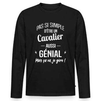 Cavalier - T-shirt manches longues Premium bio Homme - noir - Devant - Nico (187cm)