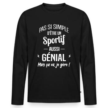 Sportif - T-shirt manches longues Premium bio Homme - noir - Devant - Nico (187cm)