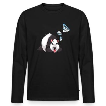 Panda je suis si affamé - T-shirt manches longues Premium bio Homme - noir - Devant - Nico (187cm)