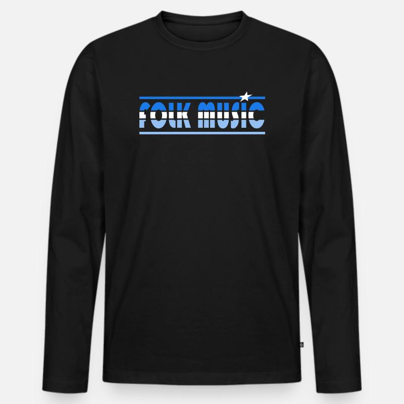 Folk Musik Retro - Männer Premium Bio Langarmshirt - Schwarz