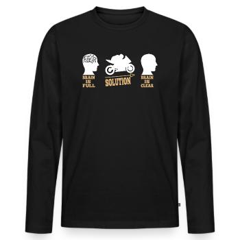 Motorcycle - Biker motif with slogan - Brain is Clear - Men's Premium Organic Long Sleeve Shirt - black - Front - Nico (187cm)