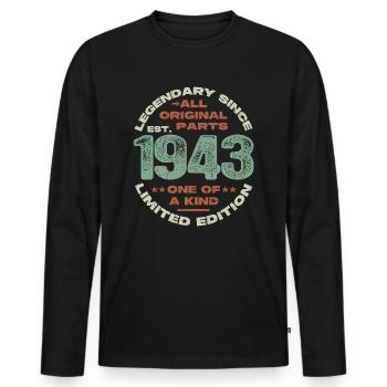Legendär seit 1943 - 80 Jahre - Männer Premium Bio Langarmshirt - Schwarz - Vorne - Nico (187cm)