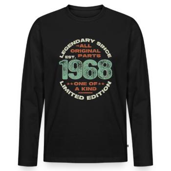 Légendaire depuis 1968 - 55 ans - T-shirt manches longues Premium bio Homme - noir - Devant - Nico (187cm)