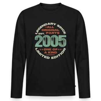 Légendaire depuis 2005 - 18 ans - T-shirt manches longues Premium bio Homme - noir - Devant - Nico (187cm)