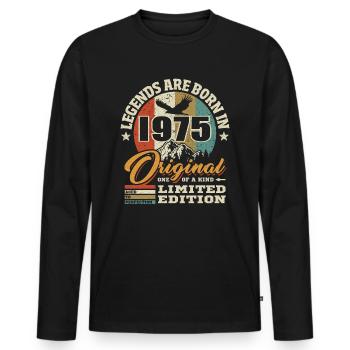 Original limited edition 1975 - Men's Premium Organic Long Sleeve Shirt - black - Front - Nico (187cm)