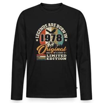 Original limited edition 1978 - Men's Premium Organic Long Sleeve Shirt - black - Front - Nico (187cm)