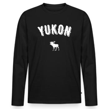 Yukon - T-shirt manches longues Premium bio Homme - noir - Devant - Nico (187cm)