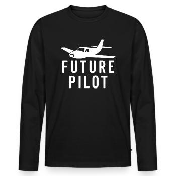 Pilot der Zukunft - Männer Premium Bio Langarmshirt - Schwarz - Vorne - Nico (187cm)