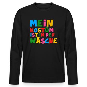 Mein Kostüm ist in der Wäsche Witziger Spruch - Männer Premium Bio Langarmshirt - Schwarz - Vorne - Nico (187cm)