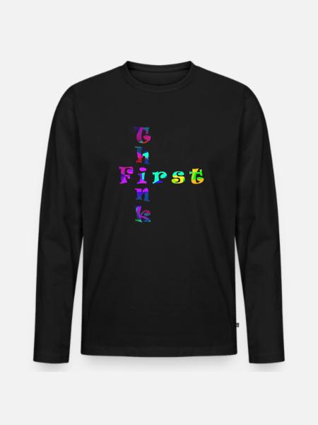 Think First - Men's Premium Organic Long Sleeve Shirt - black