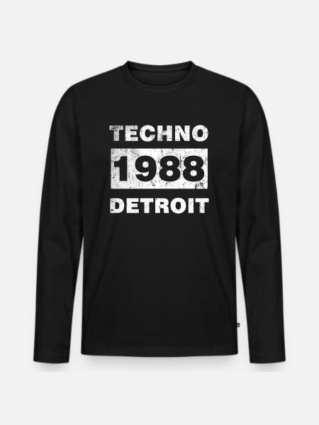 TECHNO MUSIC WHITE - Men's Premium Organic Long Sleeve Shirt - black