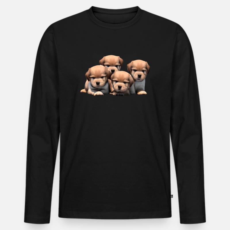 Lustige Hunde - Männer Premium Bio Langarmshirt - Schwarz