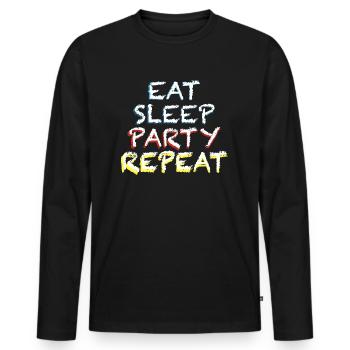 Manger, dormir, faire la fête, répéter | Amis - T-shirt manches longues Premium bio Homme - noir - Devant - Nico (187cm)