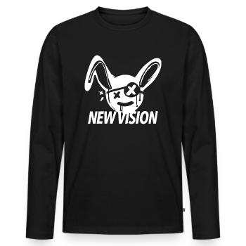 lapin, nouvelle vision, dictons - T-shirt manches longues Premium bio Homme - noir - Devant - Nico (187cm)