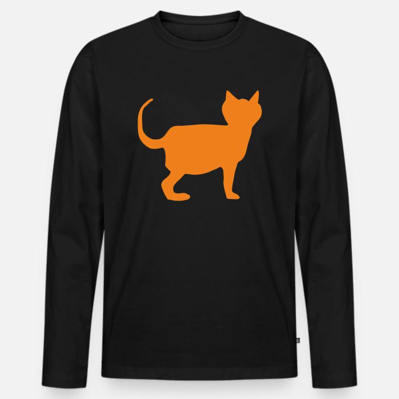 katze orange - Männer Premium Bio Langarmshirt - Schwarz