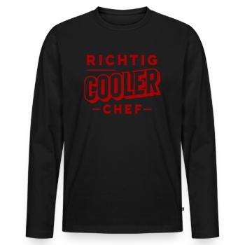 Richtig cooler Chef - Männer Premium Bio Langarmshirt - Schwarz - Vorne - Nico (187cm)
