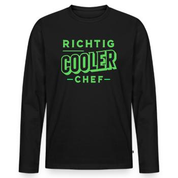 Richtig cooler Chef - Männer Premium Bio Langarmshirt - Schwarz - Vorne - Nico (187cm)