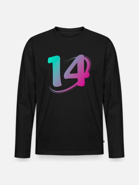 Nummer 14 mehrfarbig - Männer Premium Bio Langarmshirt - Schwarz