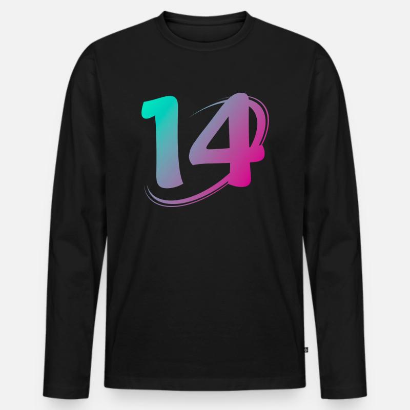 Nummer 14 mehrfarbig - Männer Premium Bio Langarmshirt - Schwarz