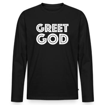 Grüss Gott | grüssen, Österreich, Bayern - Männer Premium Bio Langarmshirt - Schwarz - Vorne - Nico (187cm)