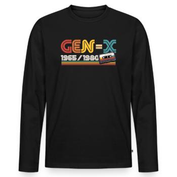 Gen-X 1965 / 1980 Génération X Good Times Retro - T-shirt manches longues Premium bio Homme - noir - Devant - Nico (187cm)