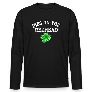 Dibs On The Redhead cooler Lustige St Patricks Day - Männer Premium Bio Langarmshirt - Schwarz - Vorne - Nico (187cm)