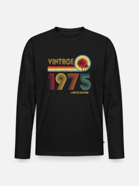 Vintage 1975 Limited Edition – Retro Sunset 50th - Men's Premium Organic Long Sleeve Shirt - black