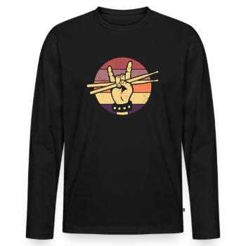Drummer Retro Drum Musician Drumsticks Drumset - Men's Premium Organic Long Sleeve Shirt - black - Front - Nico (187cm)